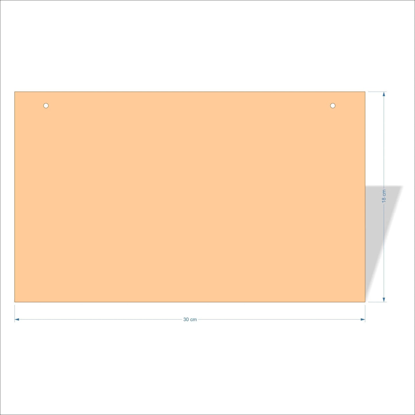 30 cm Wide Blank board plaques with square corners - plywood