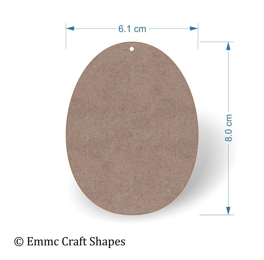 2 mm MDF egg shape with hole - 8 cm