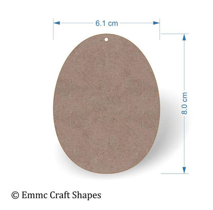 2 mm MDF egg shape with hole - 8 cm