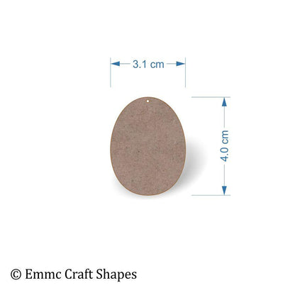 2 mm MDF egg shape with hole - 4 cm