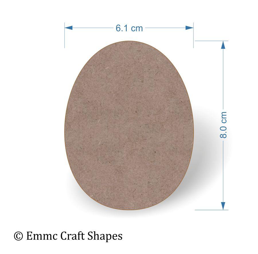 2 mm MDF egg shape without hole - 8 cm