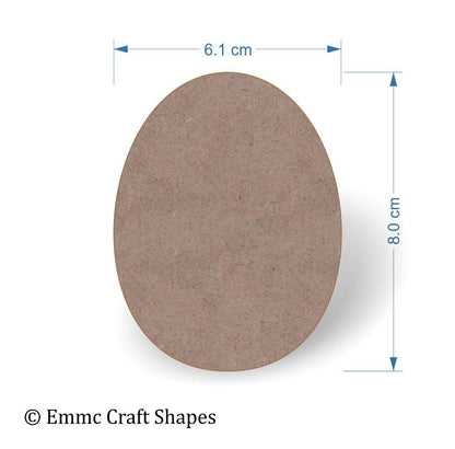 2 mm MDF egg shape without hole - 8 cm