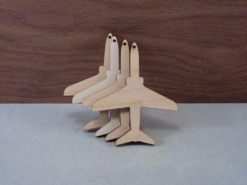 plywood Jet Plane Craft Blank - 8cm with hanging holes