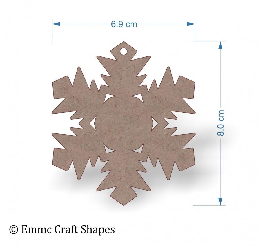 2mm MDF Snowflake Shape - 8 cm with hanging hole