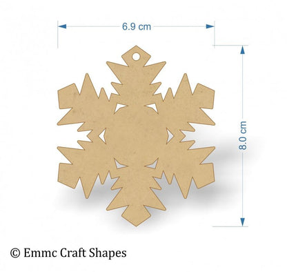 3mm MDF Snowflake Blank - 8 cm with hanging hole