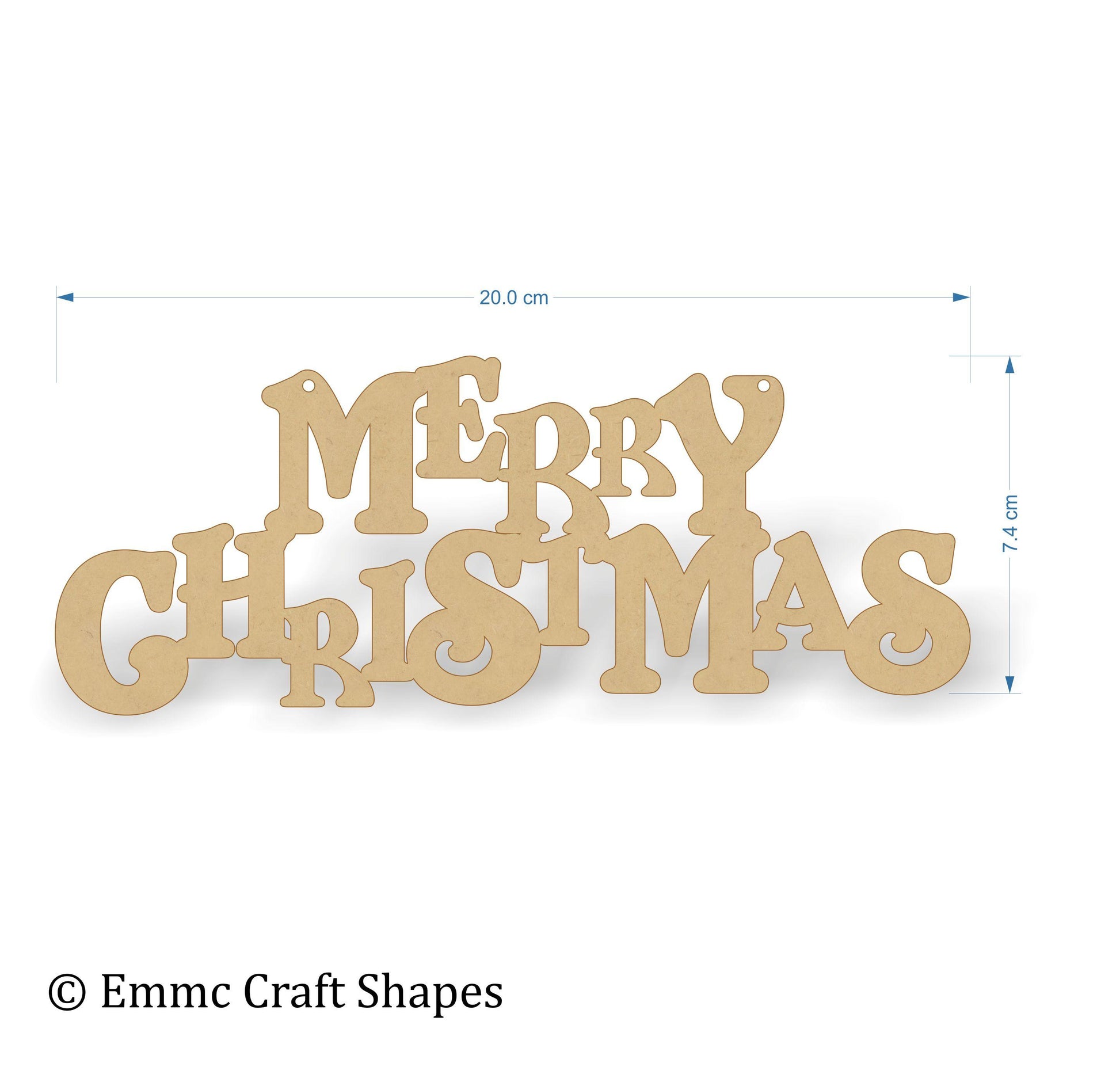 3mm thick mdf "merry Christmas" text. 20 cm wide